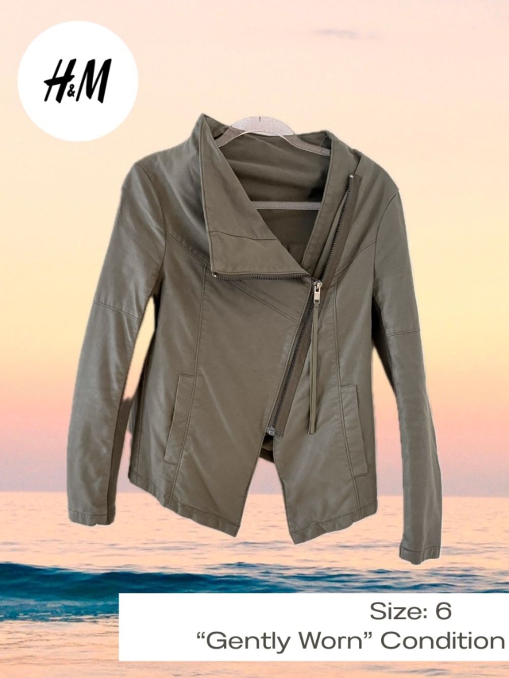 Vintage H&M Green Asymmetrical Jacket size 6